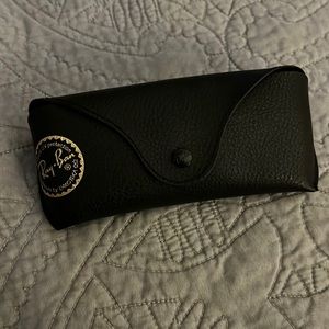 Ray Ban Black Leather Like Medium Case With Gold Stamp